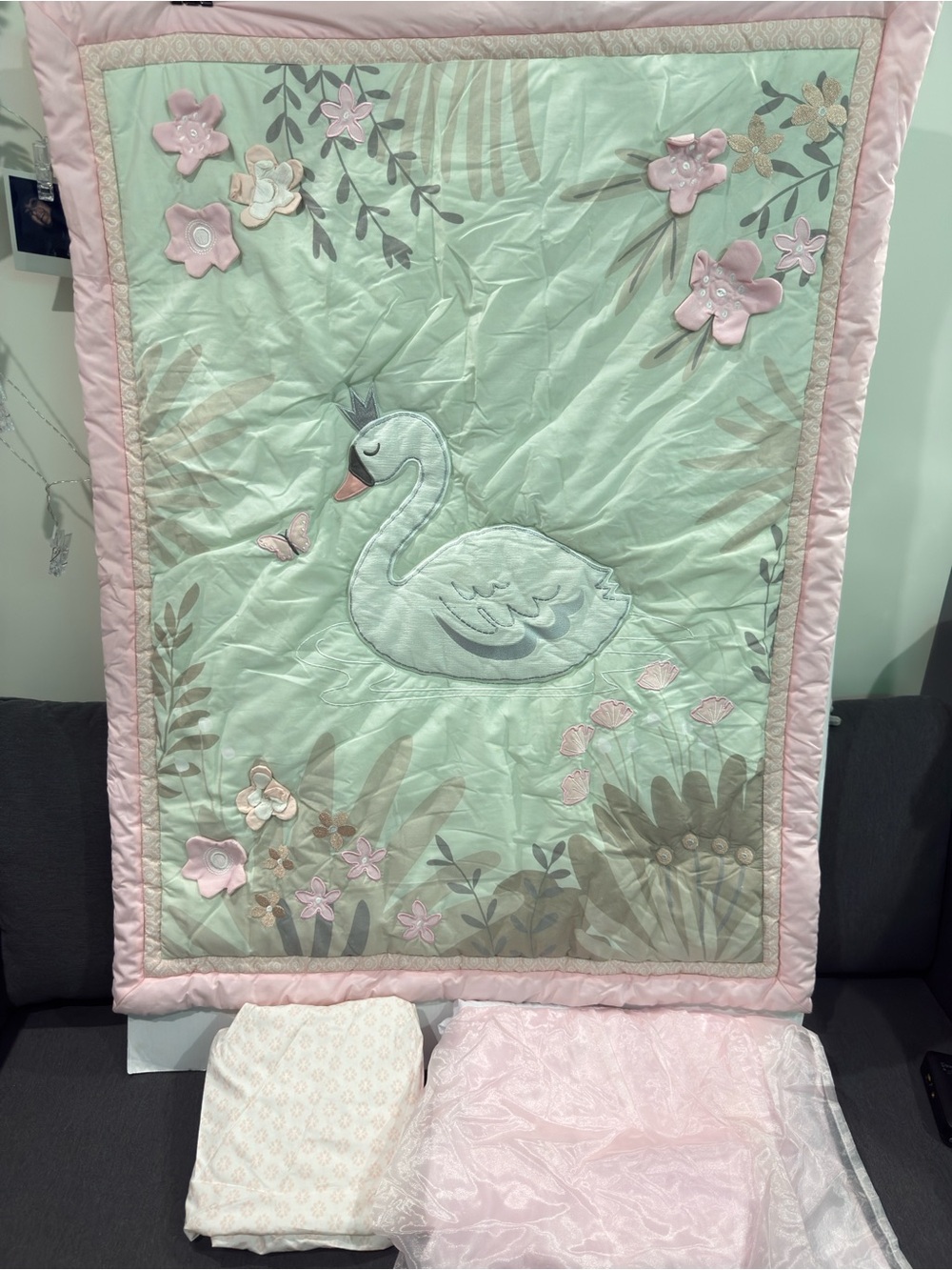 Swan princess baby crib bedding set , New see details